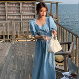 【2022夏新】有已出货！珍珠装饰显瘦牛仔连衣裙P105K168，女装连衣裙，浙宝257