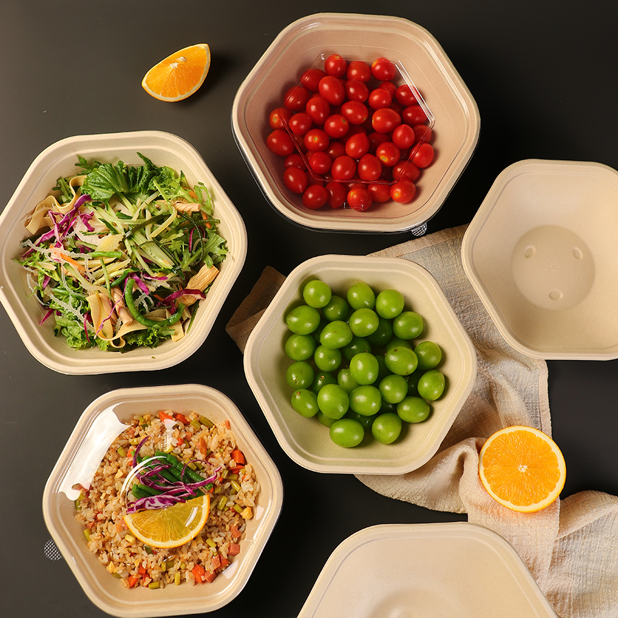 盒六角碗打包盒酸奶碗纸餐可降解