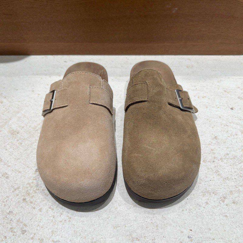 女外半勃肯托鞋真皮懒人包头磨砂穿鞋一脚蹬春季新款拖鞋2026厚底