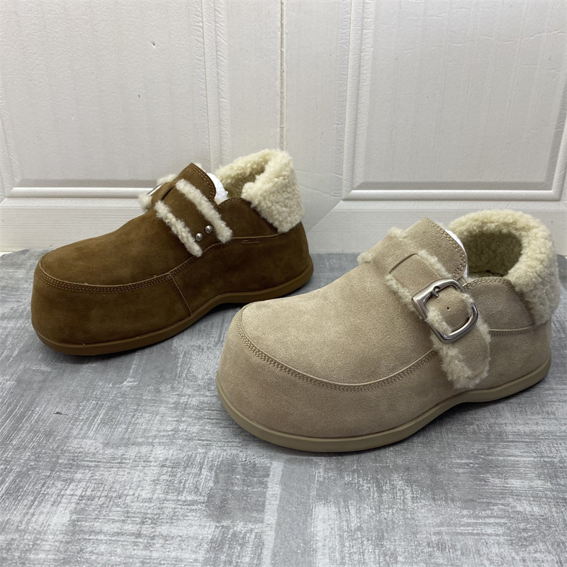 工厂断码处理秋冬季新款真皮女鞋内增高复古套脚加绒保暖勃肯鞋