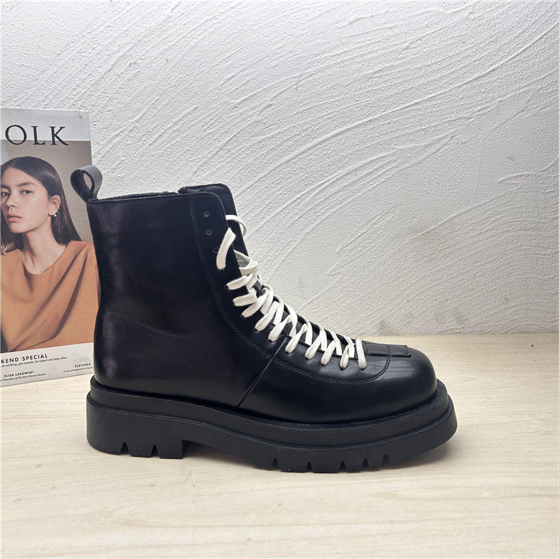 断码处理秋冬季新款真皮男鞋圆头系带时尚百搭外穿英伦牛皮马丁靴