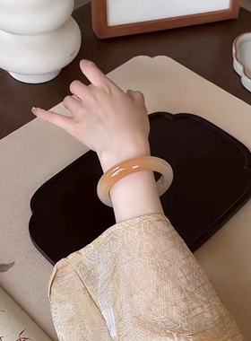 日落黄昏~清冷感渐变仿玉手镯新款古风清透美人镯子高颜值手饰女