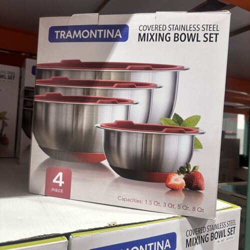 折扣啦~开市客代购TRAMONTINA搅拌碗奥氏不锈钢四件套料理食品级