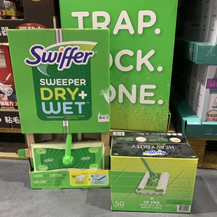 进口swiffer平板拖把免手洗家用一拖净替换布干巾湿巾懒人拖地拖