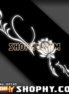 汽车踏板车贴纸反光贴拉丝银00749莲花30CM