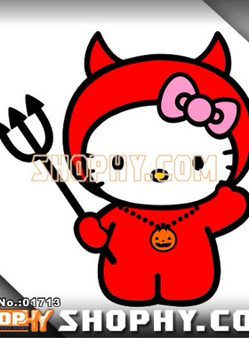 汽车踏板车贴纸反光贴01713Kitty猫小恶魔