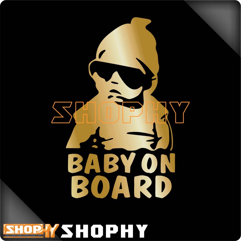 小孩在车内BABYONBOARD有宝宝警示贴潮牌SHOPHY反光荧光汽车贴纸
