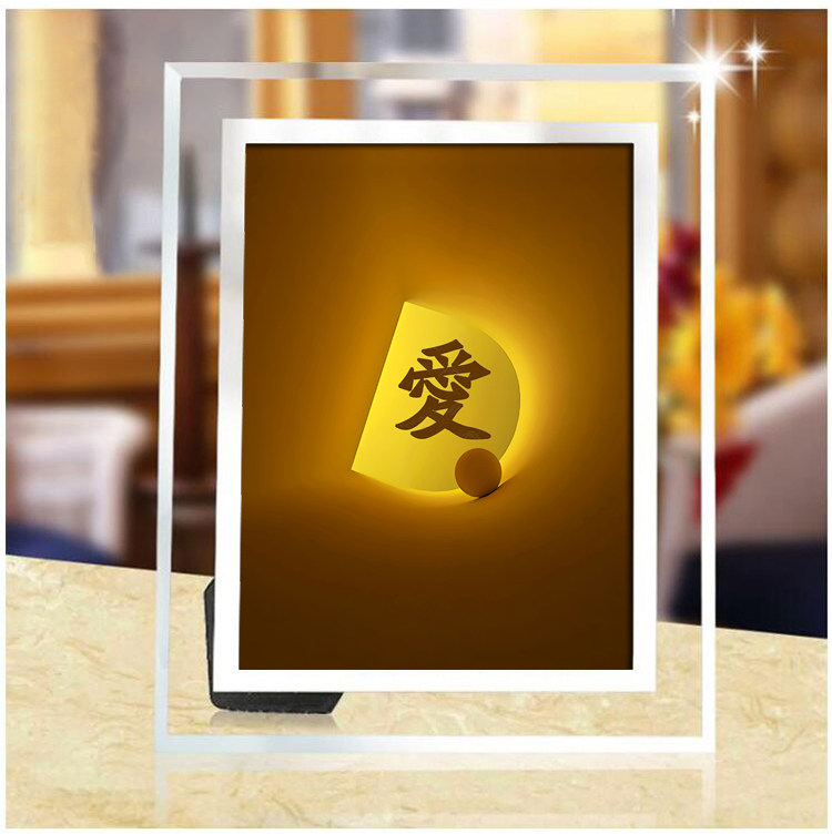 平安喜乐摆台摆件水晶相框摆台礼物水晶摆台相架片桌面摆件