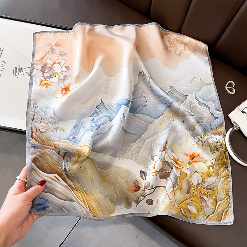 100%桑蚕丝中国风花卉丝巾