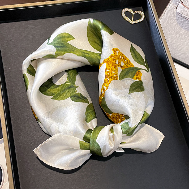 小方巾100%桑蚕丝花卉发带丝巾