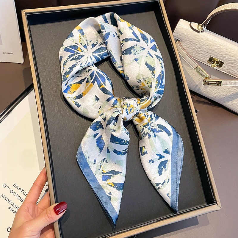 蓝色100%桑蚕丝发带丝巾小方巾