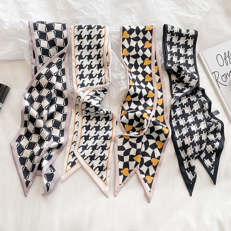 黑色系窄细尖角发带丝巾小长条