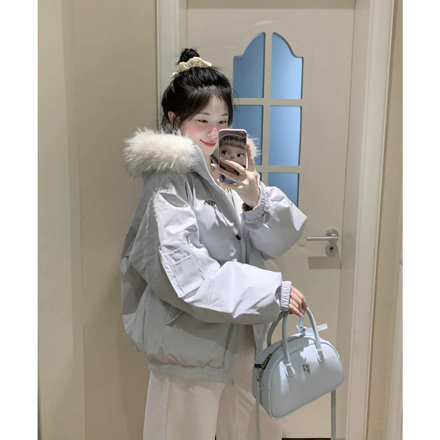 国潮冬季bf风派克棉服女款2025新款工装情侣棉袄独特超好看外套冬