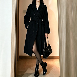 2026秋冬新款中长款加厚毛呢外套冬天小个子感韩系灰色呢子大衣女
