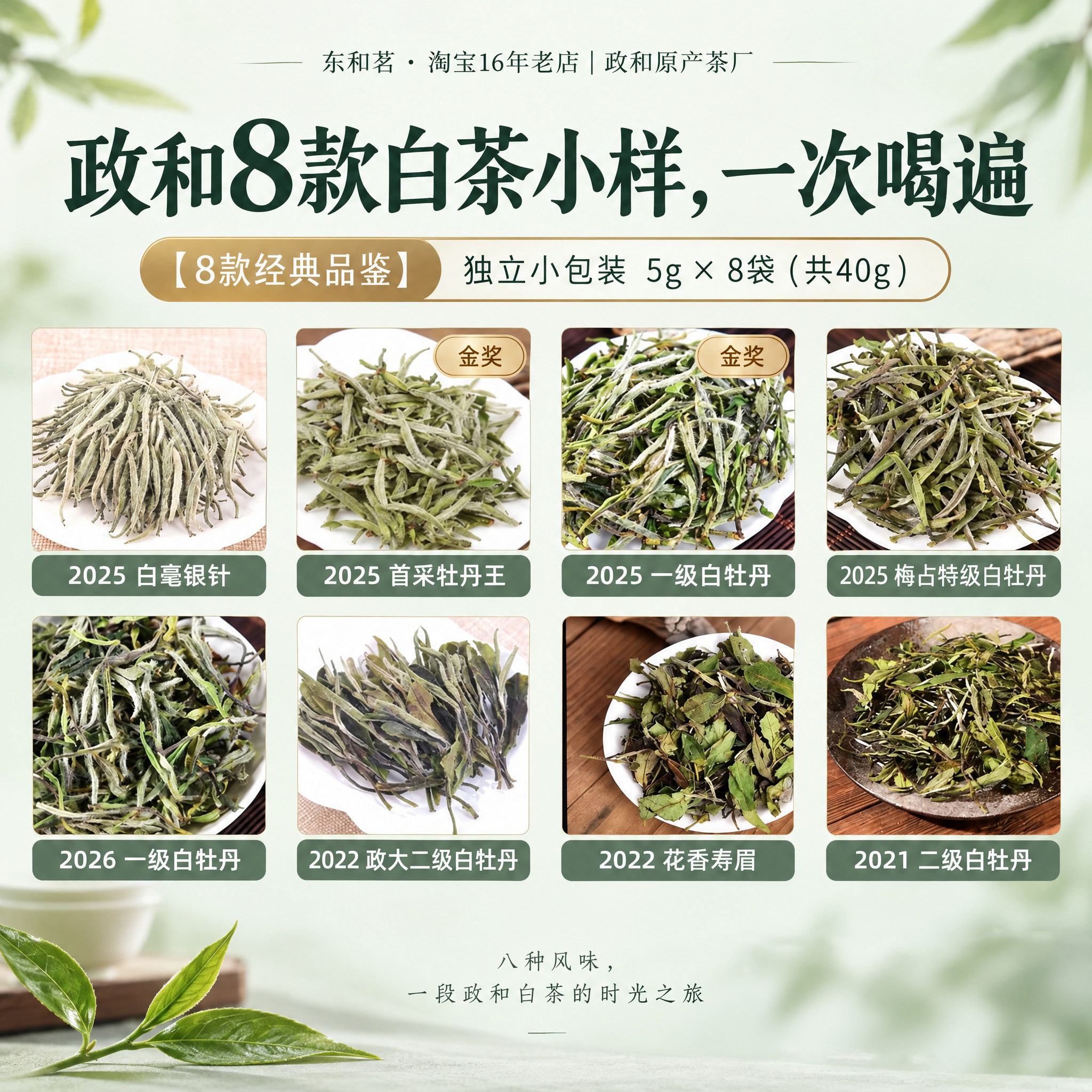 政和白茶样品试喝小样茶白牡丹白毫银针寿眉贡眉福建茶叶品鉴装