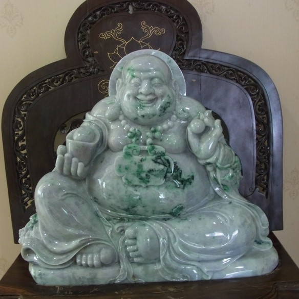 英子天然翡翠精雕精品弥勒佛玉石大佛公摆件真品 净高57cm收藏级