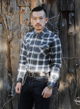 （限时特价）Ranger Vintage 羊毛混纺 牛仔 格子 长袖衬衫 美式