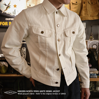 Mukden North 限量1950s提花白色101-J牛仔夹克 美式复古牛仔丹宁