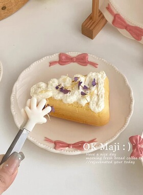 可爱小吃碟ins风餐盘高颜值花边盘子陶瓷意面点心盘蛋糕碟甜品盘
