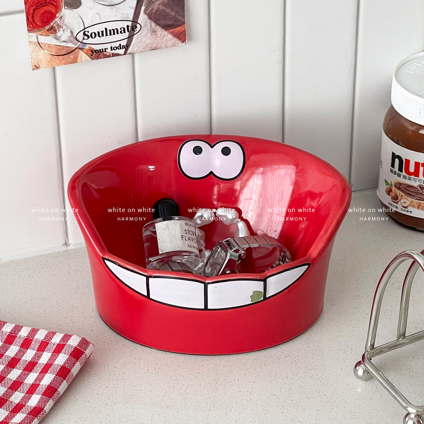 可爱提升幸福感小物创意摆件电视柜装饰摆件陶瓷钥匙收纳玄关摆件