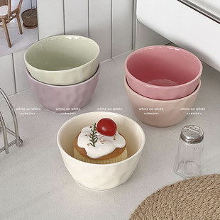 奶油风餐具ins酸奶碗陶瓷小碗家用饭碗可爱碗具高颜值燕麦甜品碗
