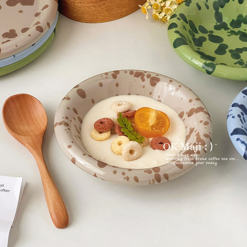泼墨酸奶碗家用早餐甜品碗ins风创意陶瓷碗高级感轻食水果沙拉碗