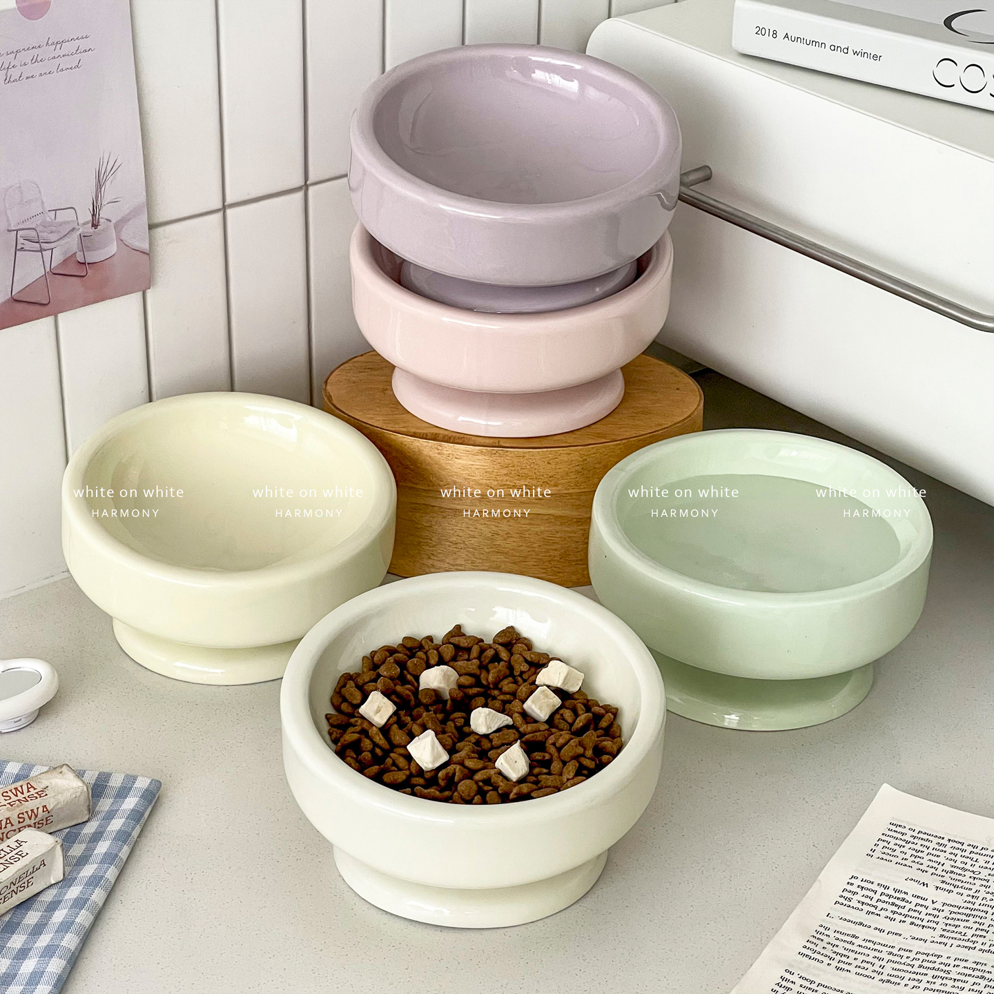 不易打翻陶瓷高脚猫狗碗