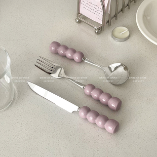 法式 高颜值不锈钢刀叉勺三件套餐刀餐叉 刀叉牛排专用西餐餐具套装