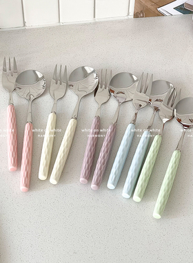 高颜值小勺子精致汤勺304不锈钢勺子个人专用汤匙甜品勺可爱叉勺