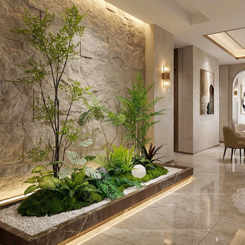 仿真绿植组合造景室内景观楼梯下商场装饰盆栽摆件仿生假植物造景