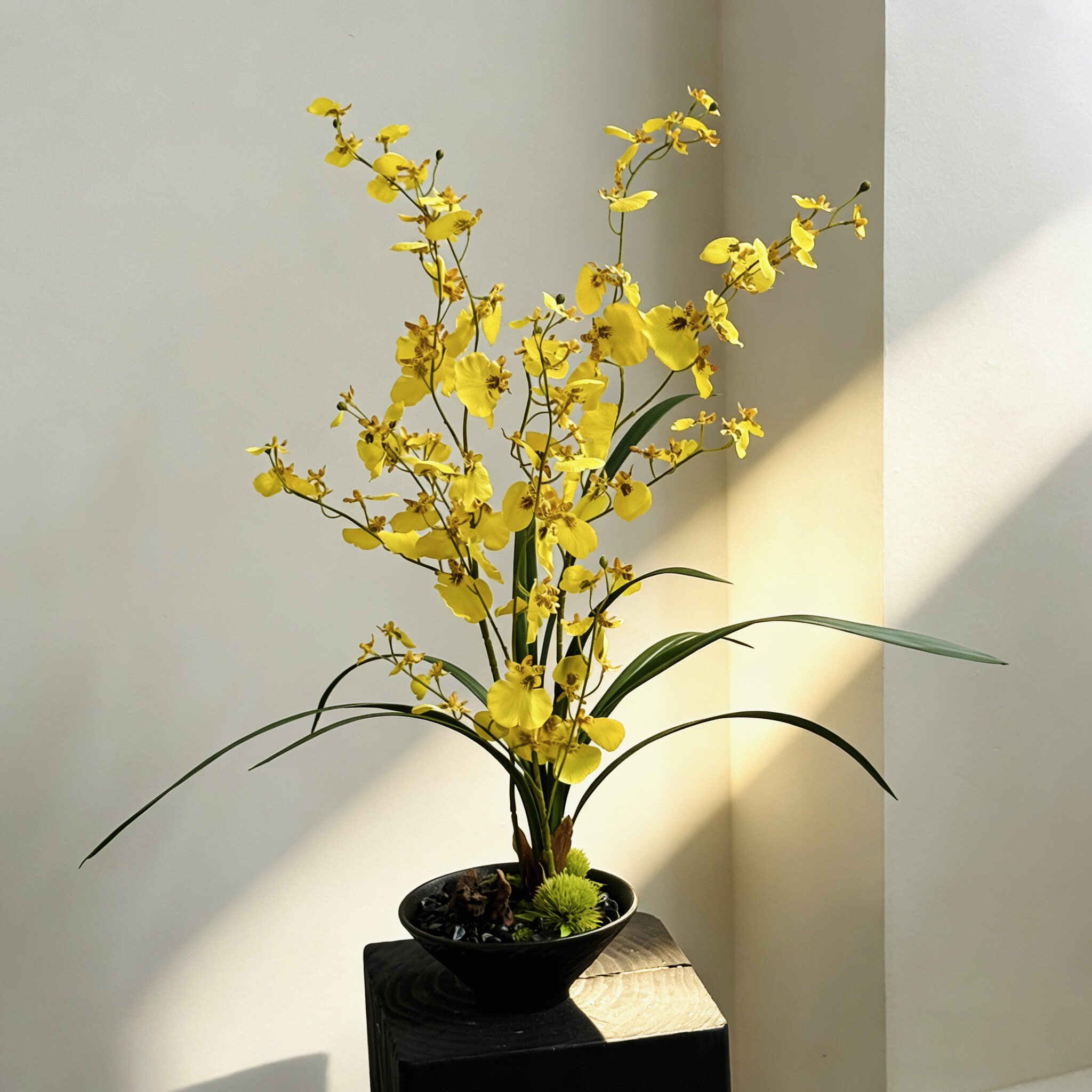 ing风跳舞兰仿真花盆景餐桌玄关桌面仿真花高端轻奢艺术插花摆件