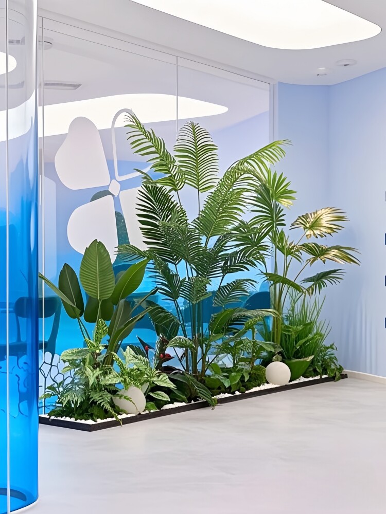 模拟绿色植物组合景观楼梯商场热带假植物景观假树室内盆栽装饰摆