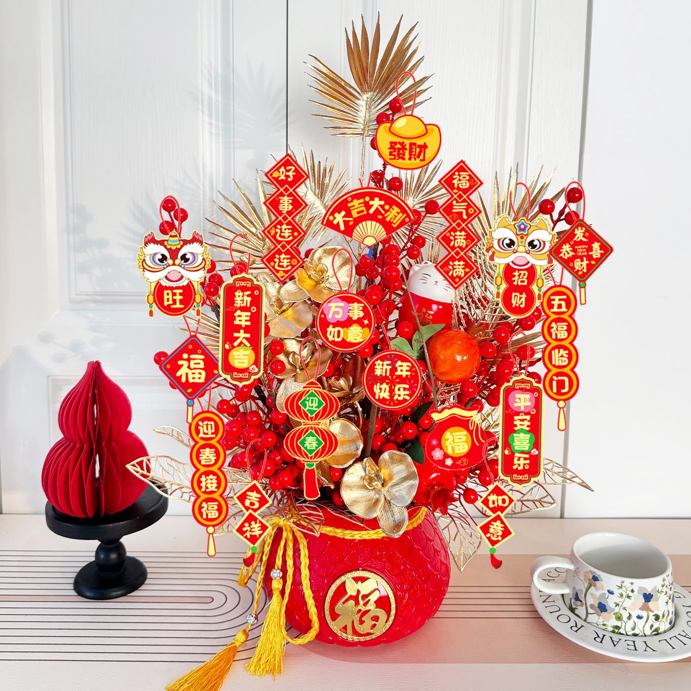 2026新年春节元旦福桶仿真花