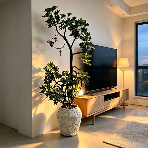 鸭掌木大型绿植盆栽客厅八方来财