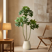 仿真绿色植物高端轻奢室内植物盆栽大叶伞假树简约原木风格 饰摆 装