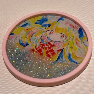 日本艺术家 Oyasumizacca 亚克力粉色流沙杯垫 带来夜晚