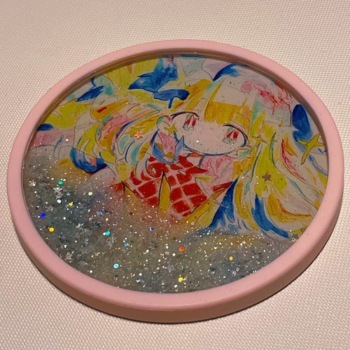 带来夜晚 by Oyasumizacca（日本艺术家） 亚克力粉色流沙杯垫