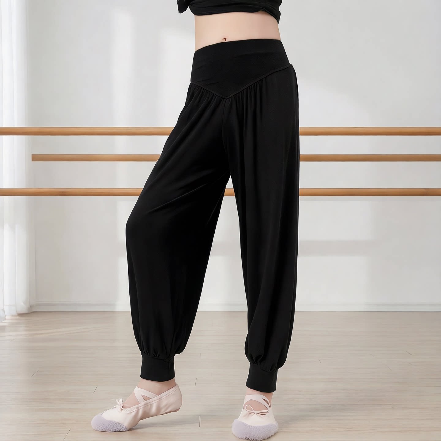 儿童舞蹈裤黑色哈伦裤女童练功服秋季宽松舞蹈服裤子男童跳舞长裤