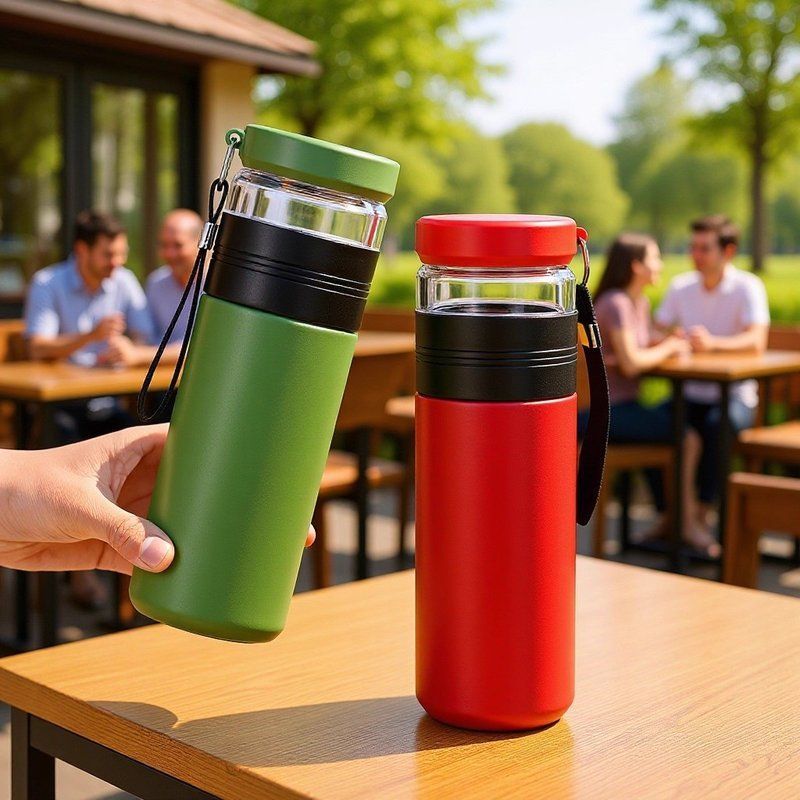 不锈钢提绳保温杯茶水分离冷水带盖高颜值商务礼品泡茶杯水壶