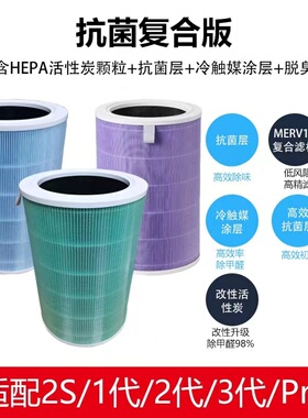 适配小米空气净化器复合滤芯2s123代pro除甲醛除菌网拍前核对型号