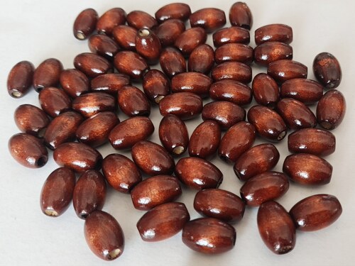 包邮diy棕色米珠椭圆木珠15mm*10mm通孔染色珠子手工饰品配件