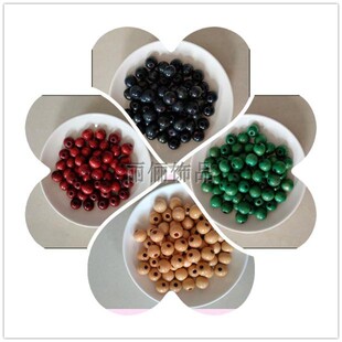 20mm绿色深蓝红色彩色木珠饰品配件散珠佛珠手串珠木头珠圆珠白色