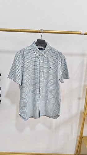 专柜正品POLOWALK短袖衬衫清洗小格子百搭休闲半袖AC9W52270241