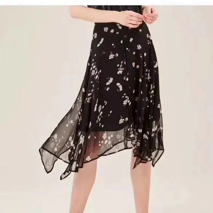 2码155码专柜正品碎花淑女风优雅桑蚕丝半裙XNEPS3205A吊牌价1998