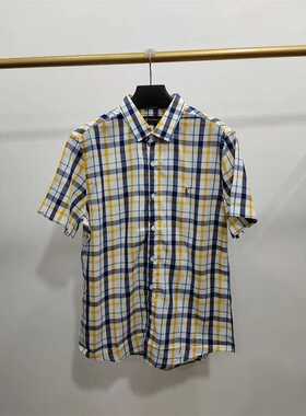170码断码特价POLOSPORT专柜正品男装夏款短袖格子衬衣12C727185