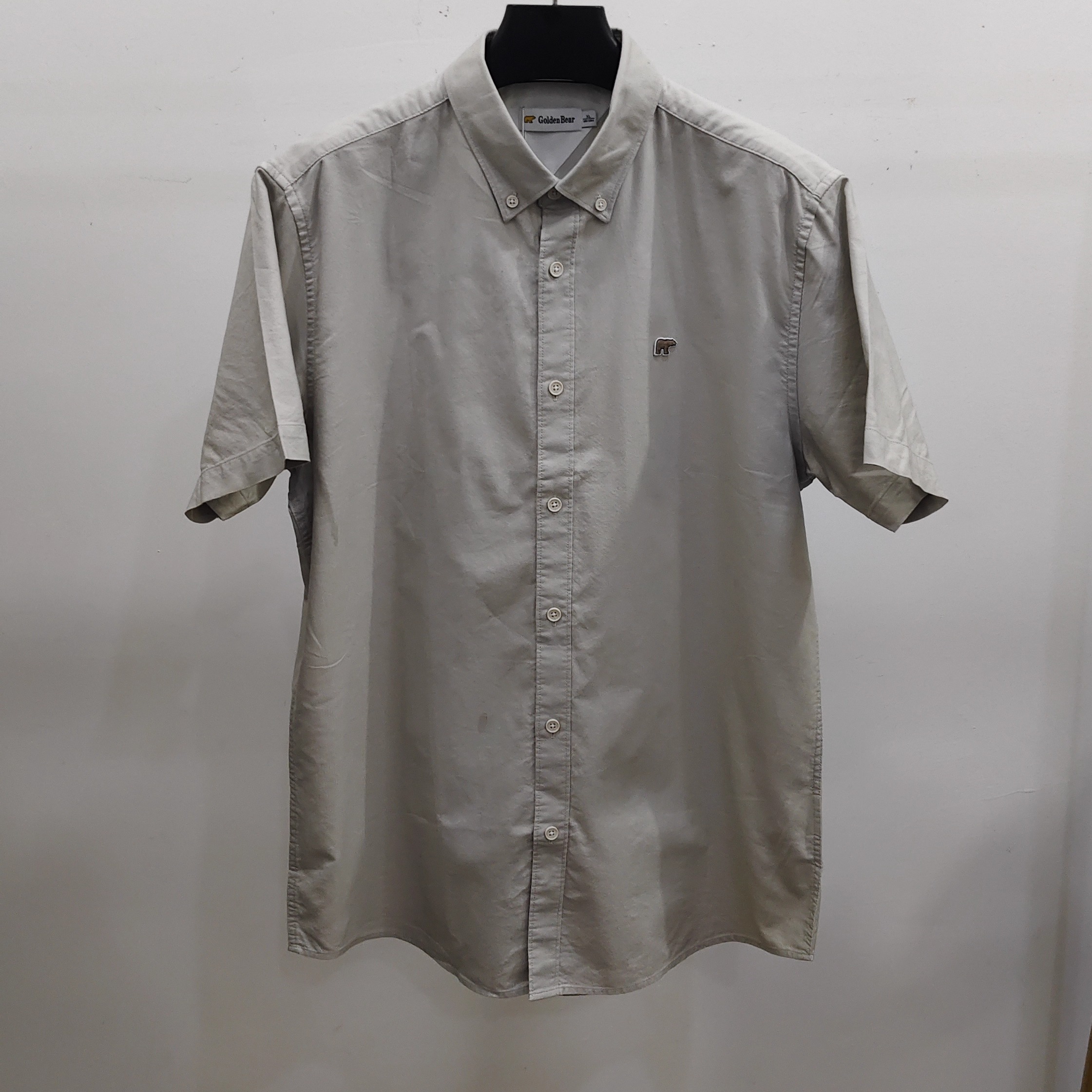 专柜正品GoldenBear金熊纯棉短袖衬衫米灰色衬衣 B8HA42270402