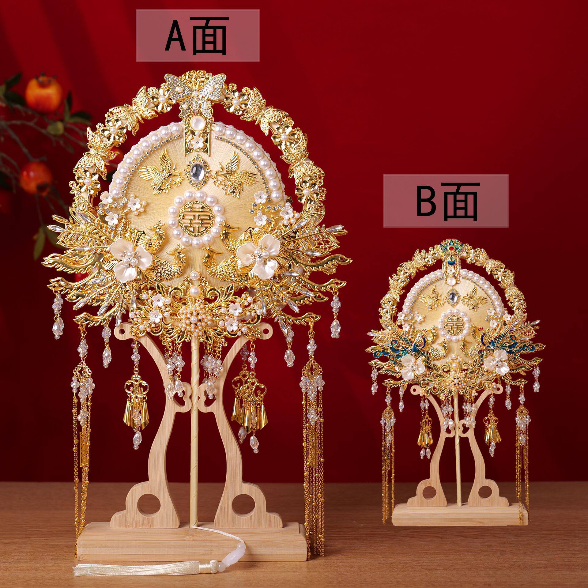 中式新娘团扇送闺蜜结婚出嫁遮面手工蚕丝扇子成品手工diy材料包