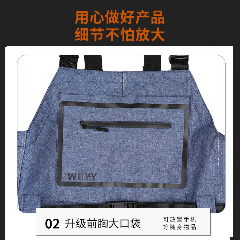 阳离子面料背带裤套装连体工装劳保耐磨工作服下水裤涉水服