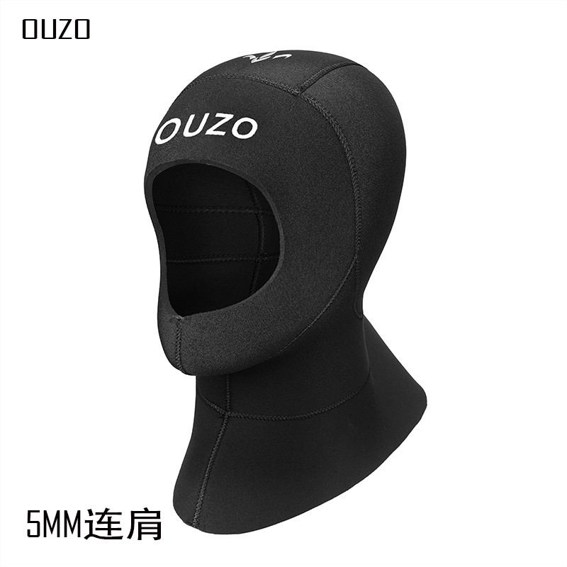 OUZO 5mm连肩潜水头套加厚潜水帽防寒保暖浮潜冲浪冬泳游泳帽工厂