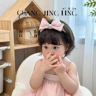 婴儿立体韩国蝴蝶结发带女宝宝可爱百天周岁头饰公主头箍弹力配饰